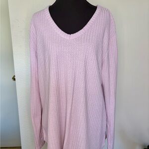 Pink V-Neck Textured Women's Top